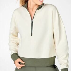 Fabletics Catarina Mock Neck White Half Zip Pullover